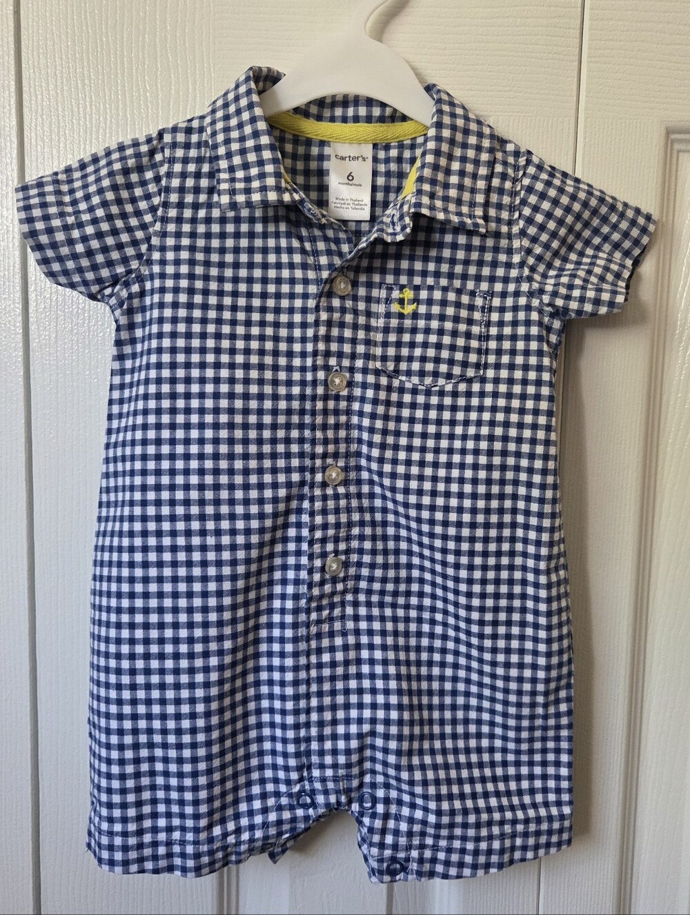 Carter's Blue Gingham Anchor Romper
